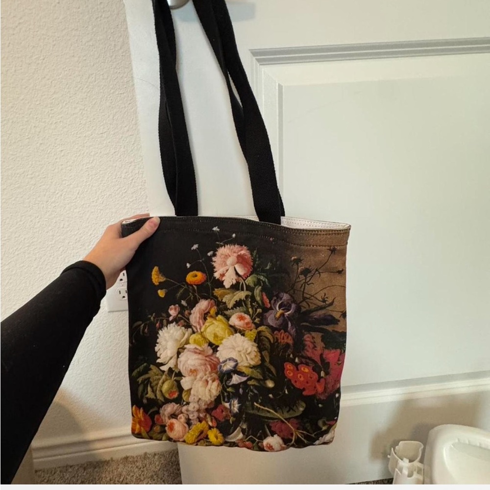 The Met Floral Print Tote Bag - Black and Multicolor